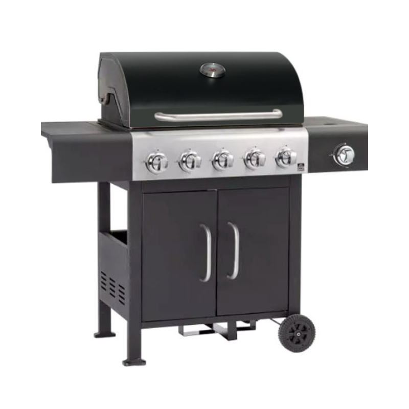 Enamelled lid 5-Burner Gas Grill, electronic ignition